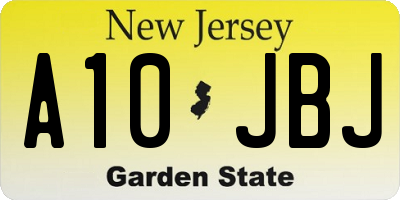 NJ license plate A10JBJ