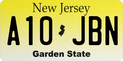NJ license plate A10JBN