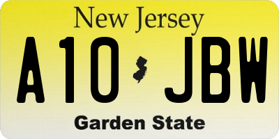 NJ license plate A10JBW