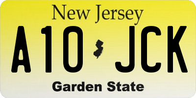 NJ license plate A10JCK