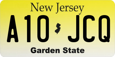 NJ license plate A10JCQ