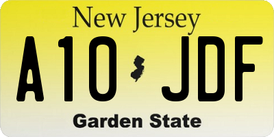 NJ license plate A10JDF