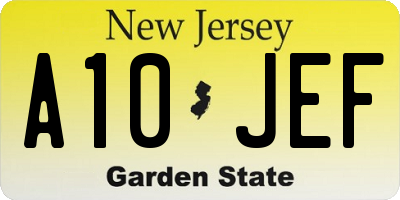 NJ license plate A10JEF