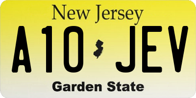 NJ license plate A10JEV