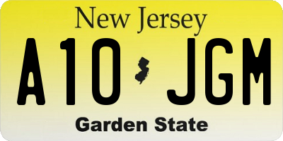 NJ license plate A10JGM