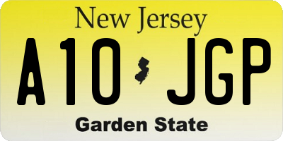 NJ license plate A10JGP