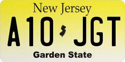 NJ license plate A10JGT