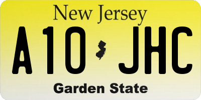 NJ license plate A10JHC