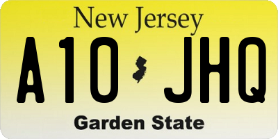 NJ license plate A10JHQ