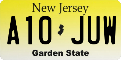NJ license plate A10JUW