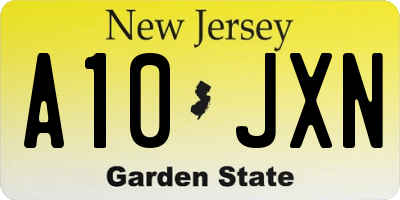 NJ license plate A10JXN