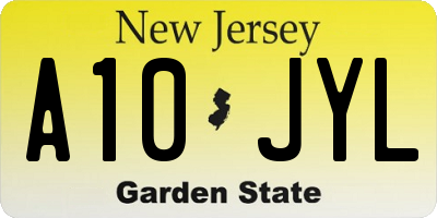 NJ license plate A10JYL