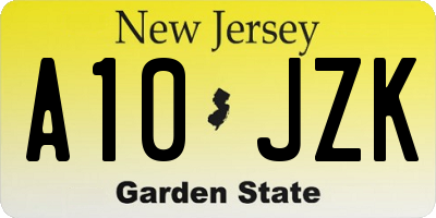 NJ license plate A10JZK