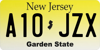 NJ license plate A10JZX