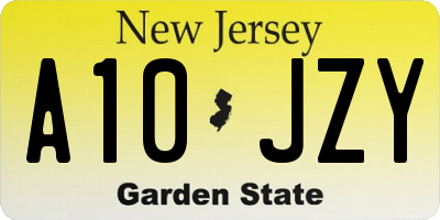 NJ license plate A10JZY