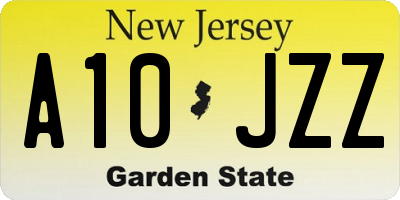 NJ license plate A10JZZ