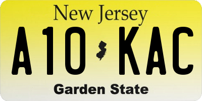 NJ license plate A10KAC