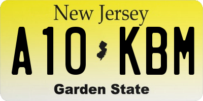 NJ license plate A10KBM