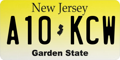 NJ license plate A10KCW
