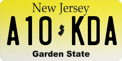 NJ license plate A10KDA