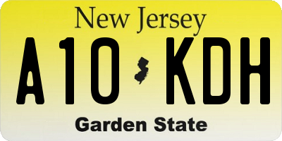 NJ license plate A10KDH