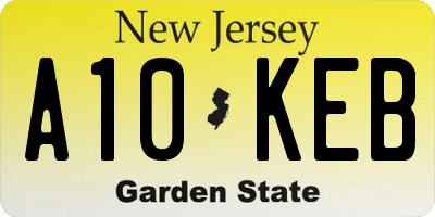 NJ license plate A10KEB