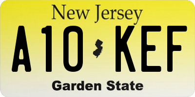 NJ license plate A10KEF