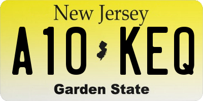 NJ license plate A10KEQ
