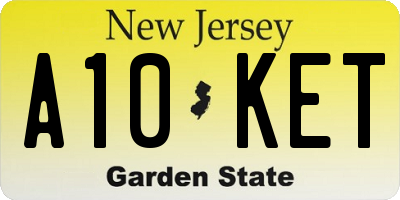 NJ license plate A10KET