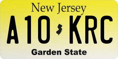 NJ license plate A10KRC