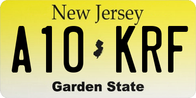 NJ license plate A10KRF