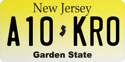 NJ license plate A10KRO