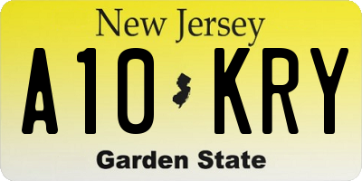 NJ license plate A10KRY