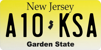 NJ license plate A10KSA