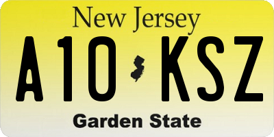 NJ license plate A10KSZ