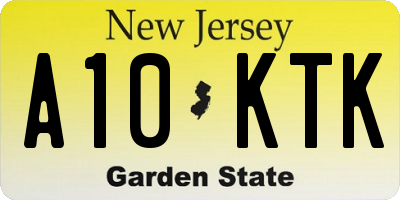 NJ license plate A10KTK