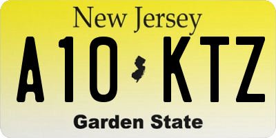 NJ license plate A10KTZ