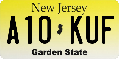 NJ license plate A10KUF
