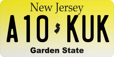 NJ license plate A10KUK