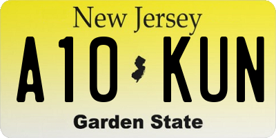 NJ license plate A10KUN