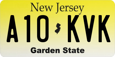 NJ license plate A10KVK