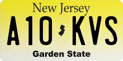 NJ license plate A10KVS