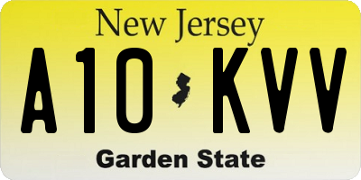 NJ license plate A10KVV