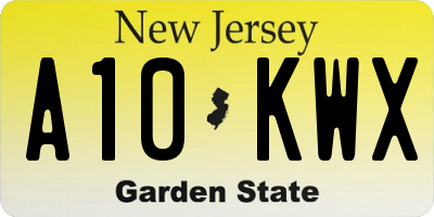 NJ license plate A10KWX