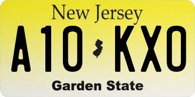 NJ license plate A10KXO