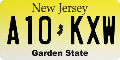 NJ license plate A10KXW