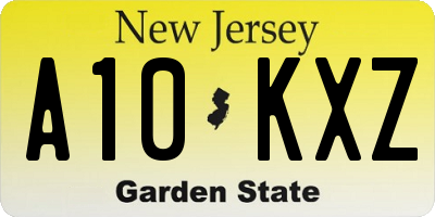NJ license plate A10KXZ