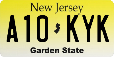 NJ license plate A10KYK