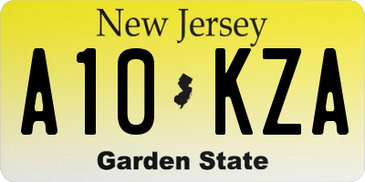 NJ license plate A10KZA