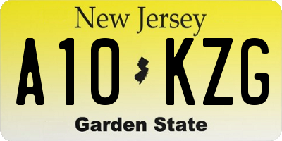 NJ license plate A10KZG